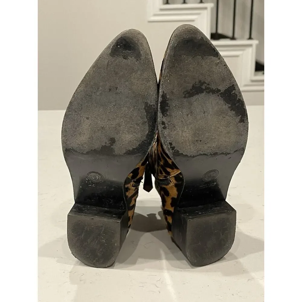VERONICA BEARD, Leopard Calf Hair Ankle Bootie, Made in Italy . Size 9.5